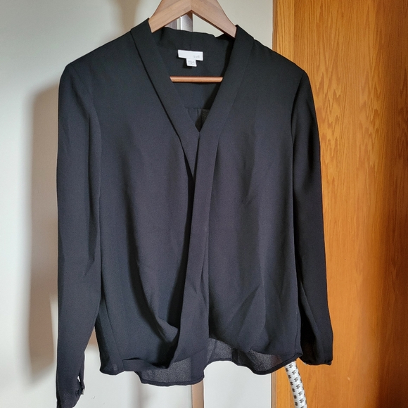 J.Jill Black V-Neck Loose Fit Long Sleeve Blouse - Picture 6 of 6